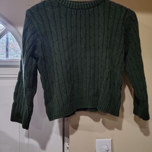 J. Khaki Dark Green Cable Knit Sweater